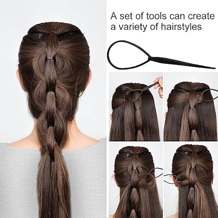 CUHZA 6 Pieces Hair Styling Accessories, Hair Braiding Tool, Hair Bun Braid Maker, Hair Accessories Styling Set, Hair Loop Tool Kit, DIY Style Girls Women Hairstyle Aid Band Spiral Braiding for Hair - Image 3